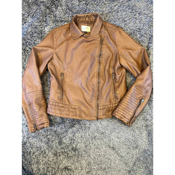 Universal Thread Brown Faux Leather Jacket‎ Women’s Size Medium - Picture 3 of 10